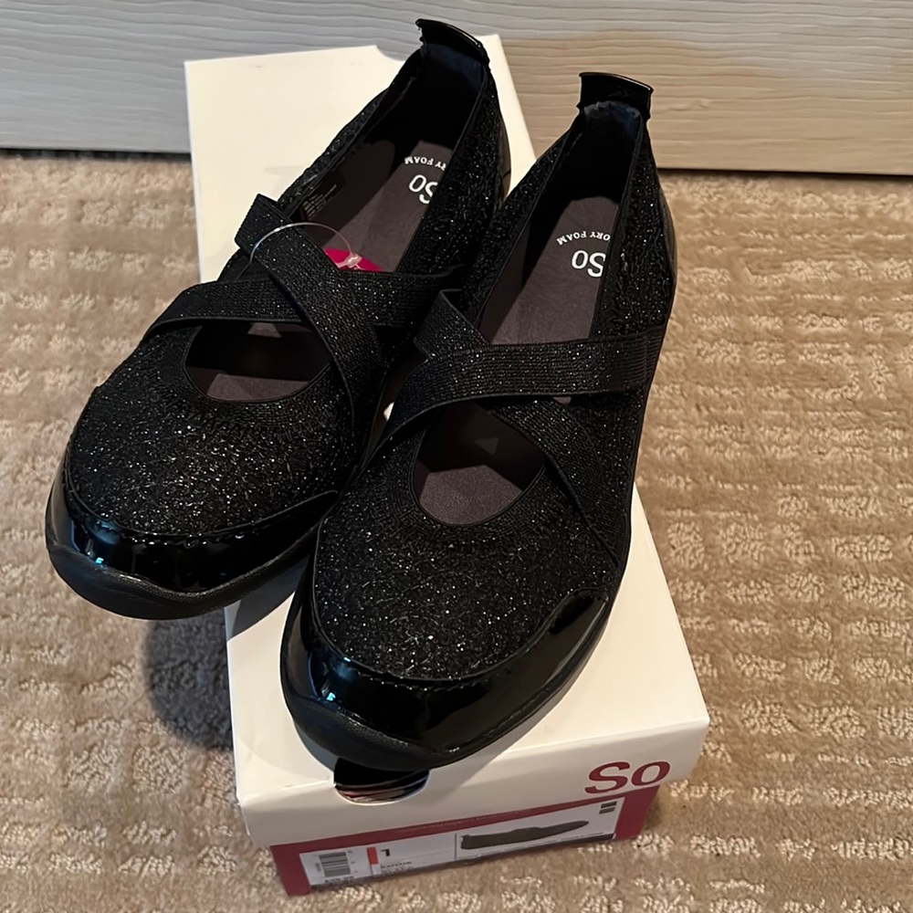 Girls SO Emmie Black Shoes Size 1